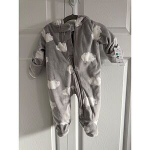 Carters Baby Boys Girls Gray Sheep Fleece Footed Pajamas Sleepsuit 3m
